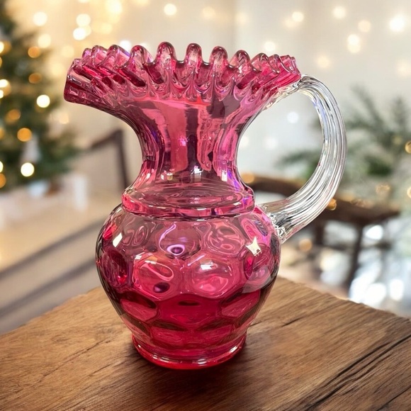 A. A. Importing Company Cranberry Glass Thumbprint Pitcher - Picture 1 of 13